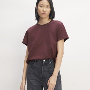 The Box-Cut Tee in Essential Cotton | Burgundy | No Pocket