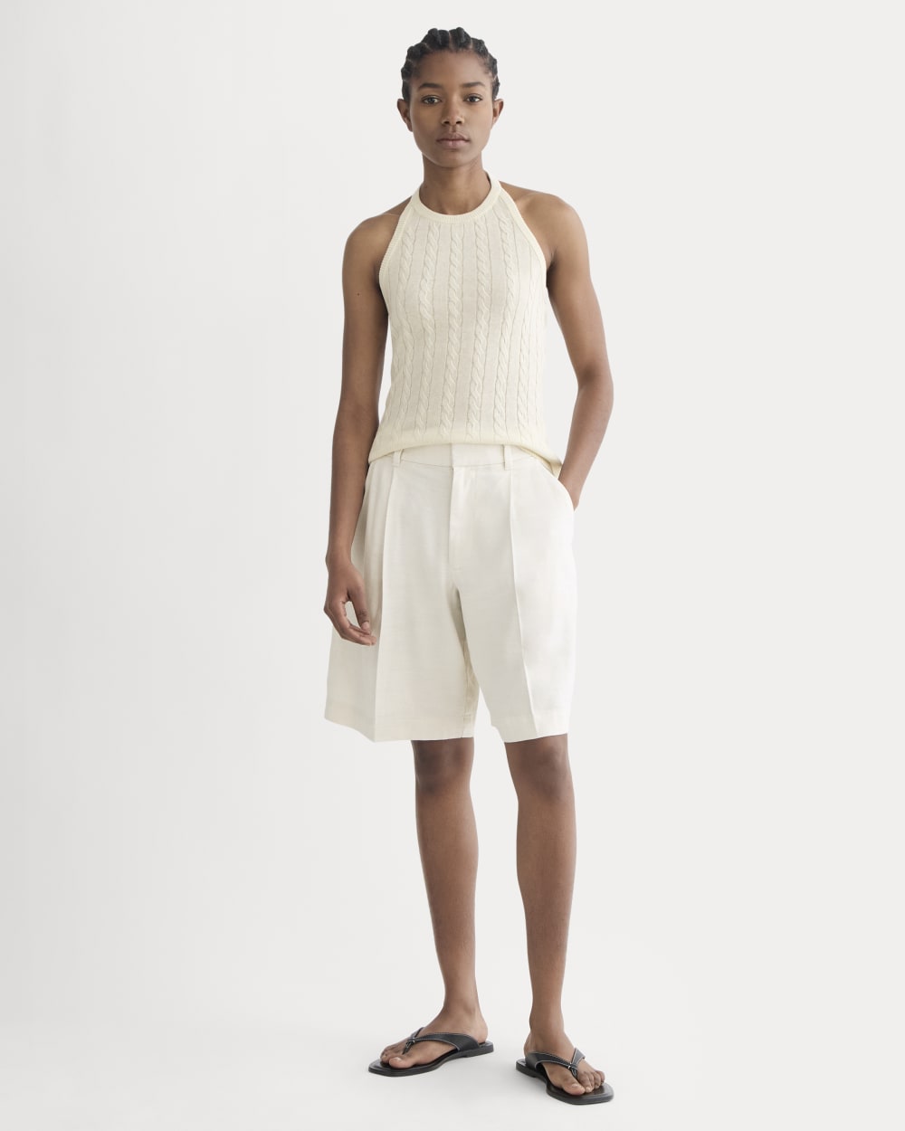 The Cable Halter in Cotton Cashmere | Birch - Image 3