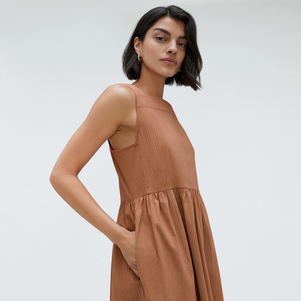 The Seersucker Midi Dress | Tawny Brown - Image 5
