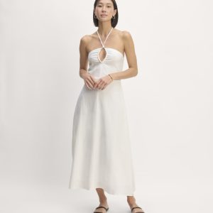 The Linen Halter-Neck Dress | White