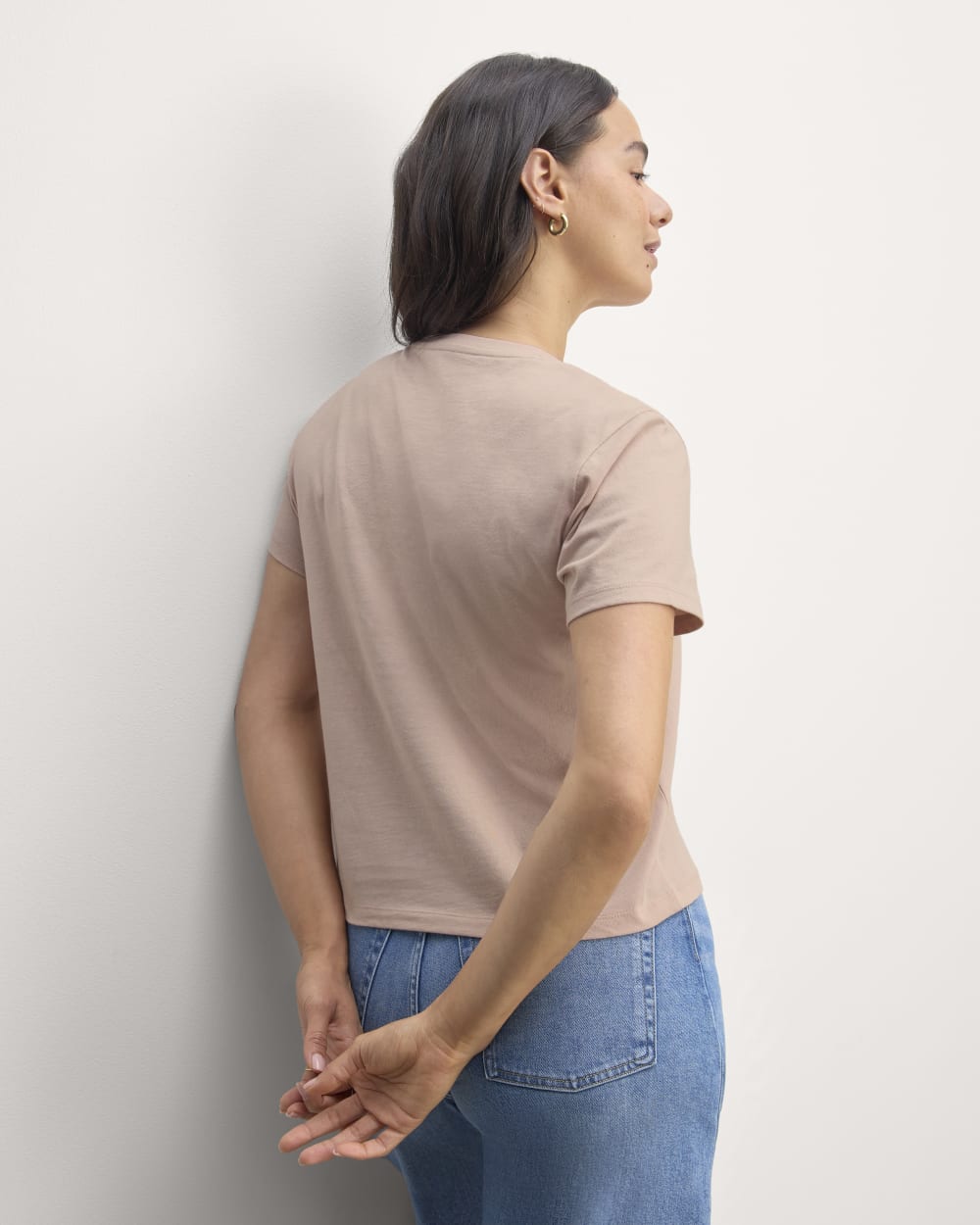 The Box-Cut Tee in Essential Cotton | Rose Smoke | No Pocket - Image 4