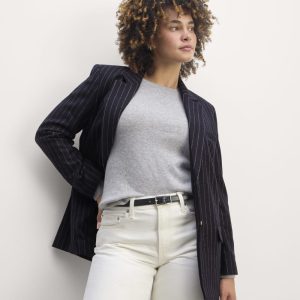 The Oversized Blazer in Wool | Navy / White