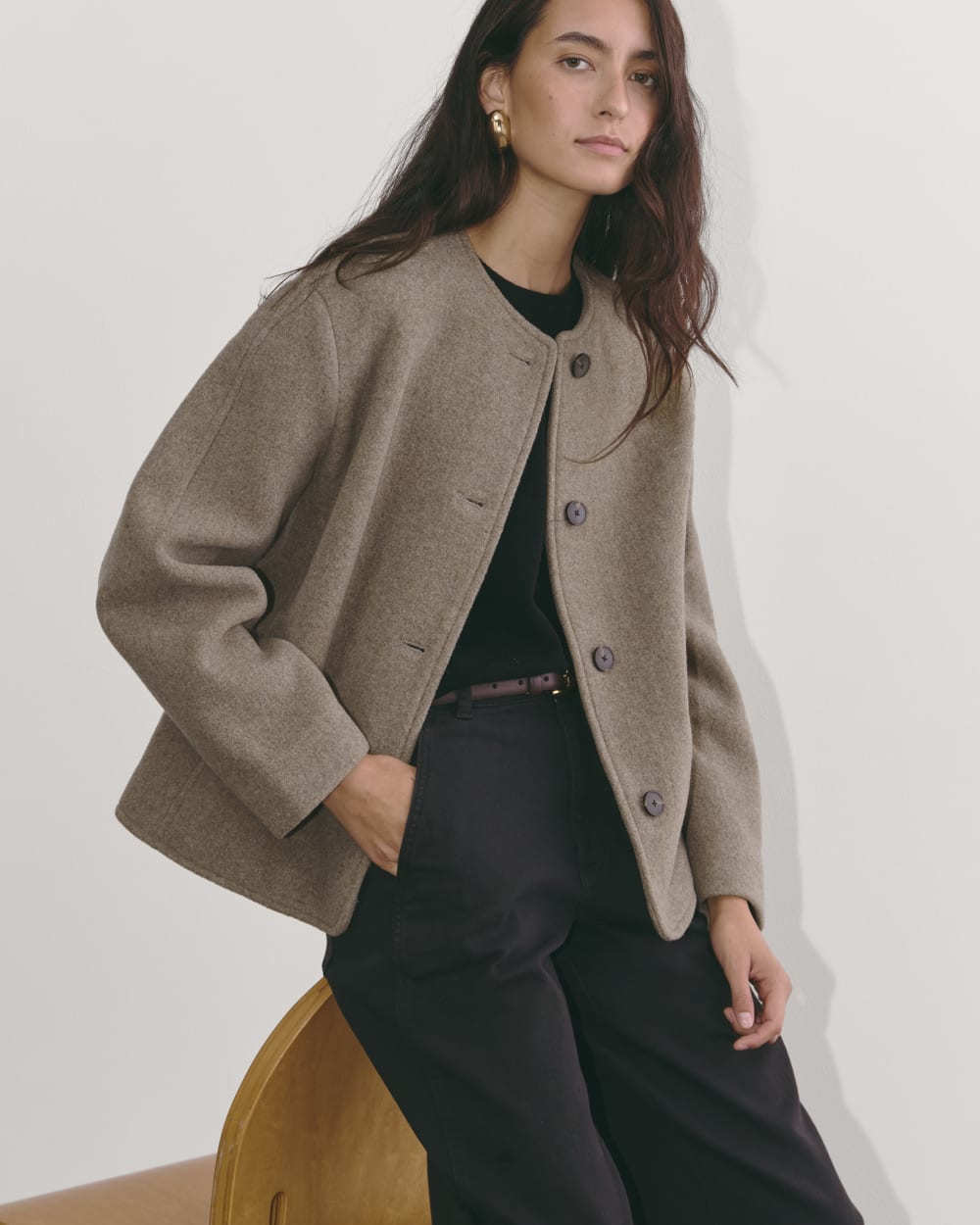 The Cocoon Coat in Wool | Heather Taupe