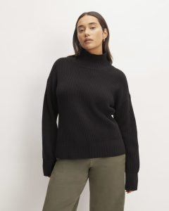 The Organic Cotton Ribbed Turtleneck | Black
