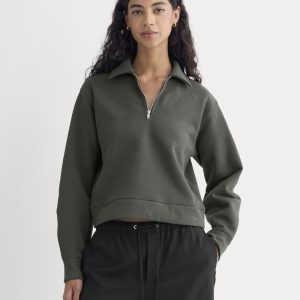 Luxe Fleece Zip Polo | Washed Black