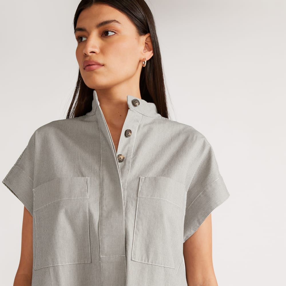 The Easy Workwear Dress | Canvas Tan / Navy - Image 4