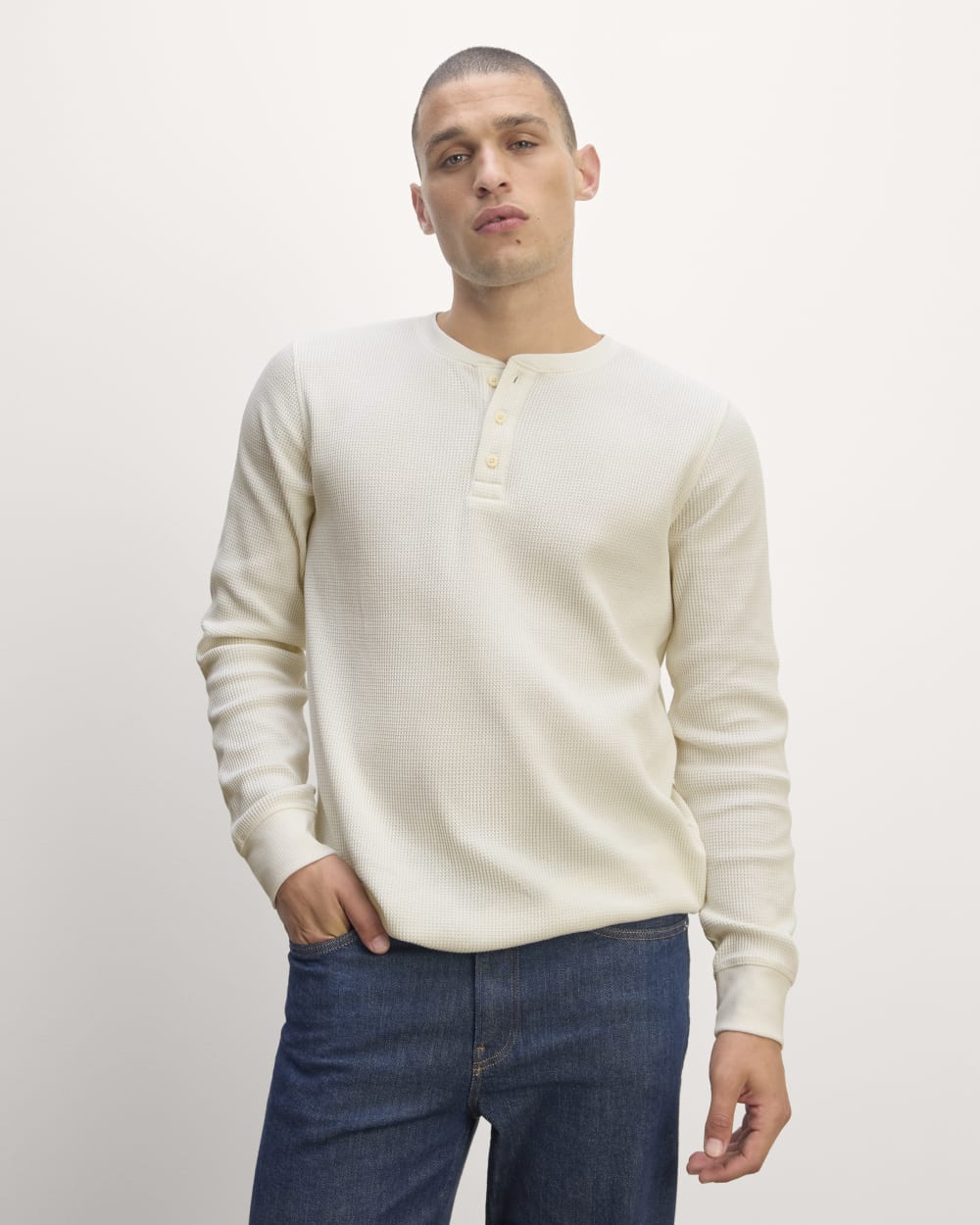 The Waffle Long-Sleeve Henley | Bone