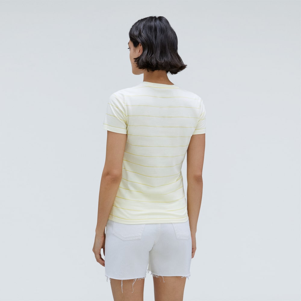 The Organic Cotton Crew Tee | Pastel Yellow / White - Image 3