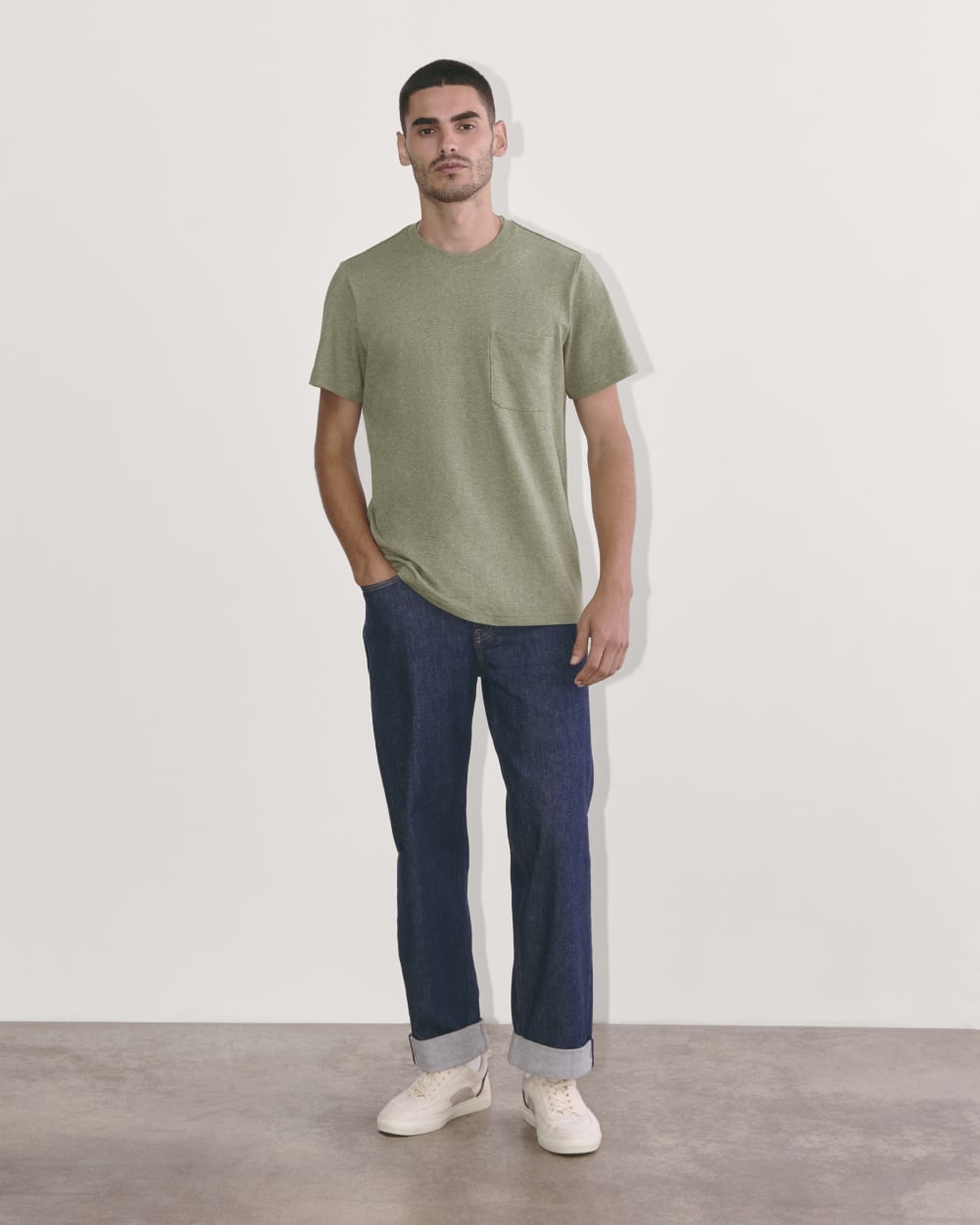 The Premium-Weight Pocket Tee | Uniform | Heather Sage Green - Image 3