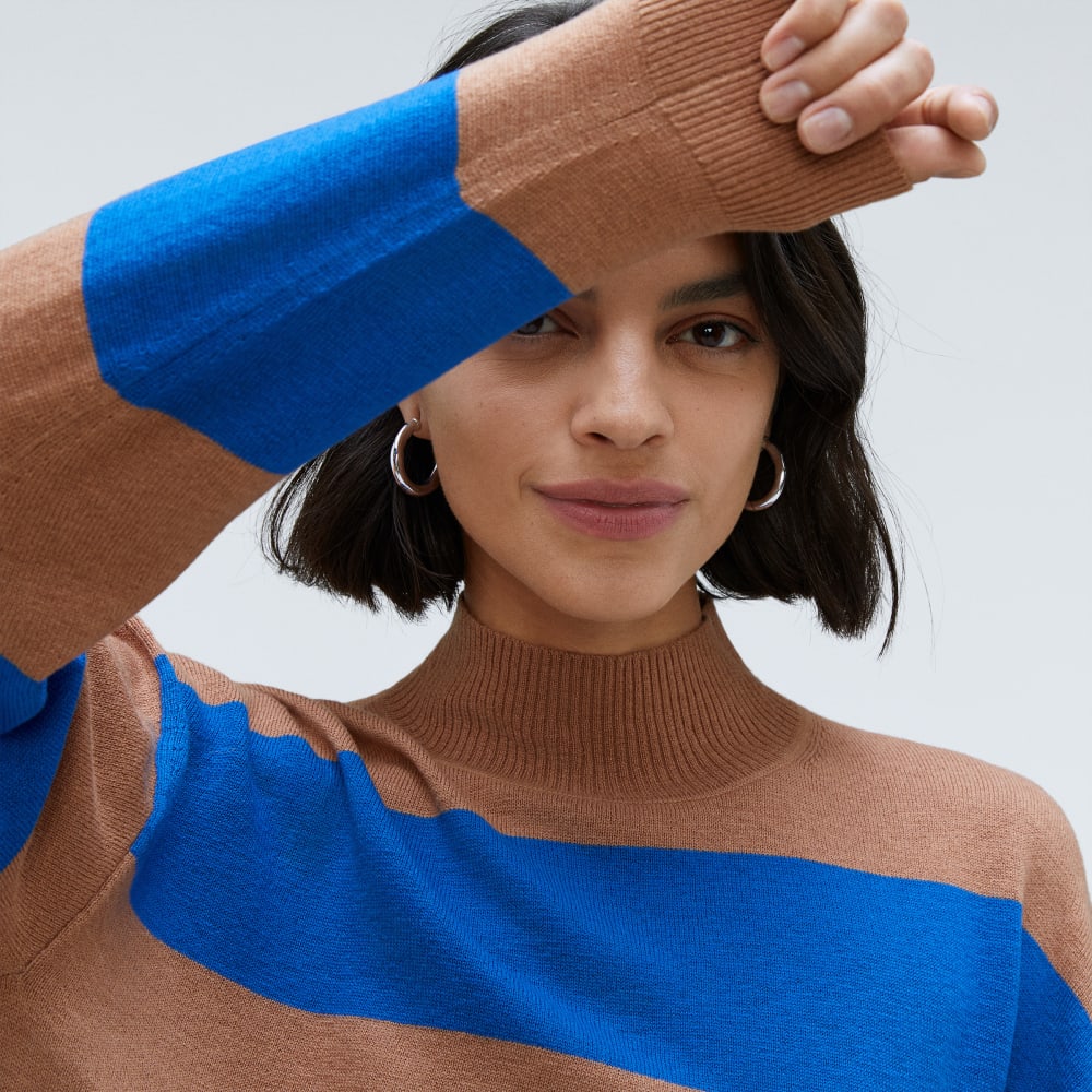 The Luxe Merino Turtleneck | Sahara / Lapis Blue - Image 3