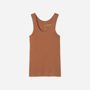 The Pima Micro-Rib U-neck Tank | Tawny Brown