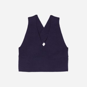 The Cross-Back Cropped Sweater Top | Midnight Blue