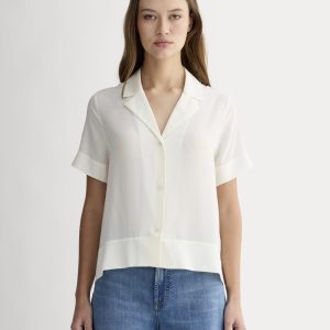 The Notch Shirt in Washable Silk | Off-White