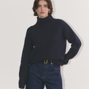 The Fisherman Turtleneck in Wool Cashmere | Navy
